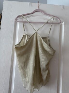 No Boundaries Light Olive Ribbed Crisscross Cami